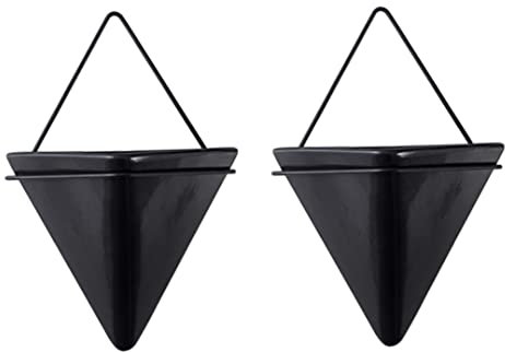 Hanging Planters Baskets, Indoor Hanging Planter Wall Mounted Ceramic Planter Succulent Pots Wall Decor 2PCS Small