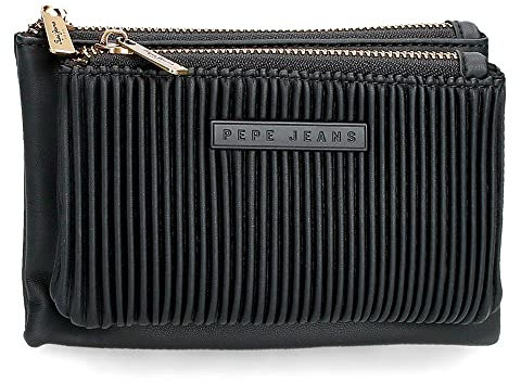 Pepe Jeans Aurora Geldbörse Kulturtasche Schwarz 17x9x2 cm Kunstleder
