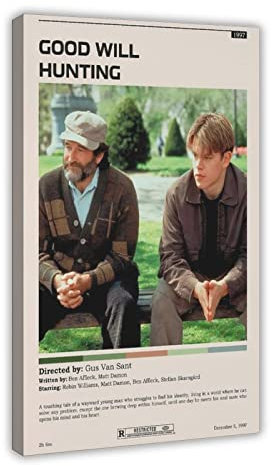 RIPEX Filmposter Good Will Hunting, Wohnzimmer, Schlafzimmer, Arbeitszimmer, Leinwand, Poster, Schlafzimmer, Dekoration, Sport, Landschaft, Büro, Raumdekoration, Geschenkrahmen, 60 x 90 cm