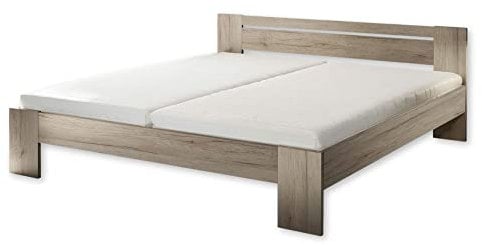 CANNES Futonbett 180 x 200 cm - Minimalistisches Doppelbett in Eiche San Remo Optik - 185 x 71 x 204 cm (B/H/T)