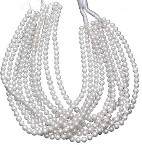 Gems Valley AMB-200 - Filo di perline rotonde per collana, perle bianche da 8 mm, 50 pezzi