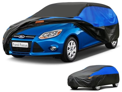 GUNHYI Bâche Voiture Exterieur Respirante et Étanche pour Tous Temps, Housse Voiture Protection Anti-UV Contre, la Poussière, la Pluie, Universelle pour Golf/308/Captur/1 Serie/Classe A(415-450 cm) 2L