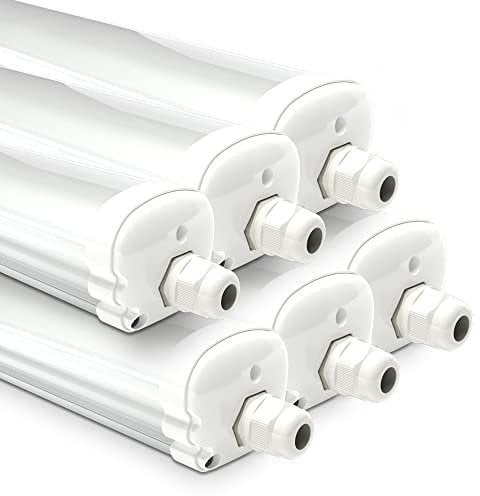 HOFTRONIC - 6er Pack LED Feuchtraumleuchte 150cm IP65-48W 5760 Lumen - 6500K Tageslichtweiß - Verknüpfbar - Kellerleuchte, Nassraumleuchte - Feuchtraum Wannenleuchte