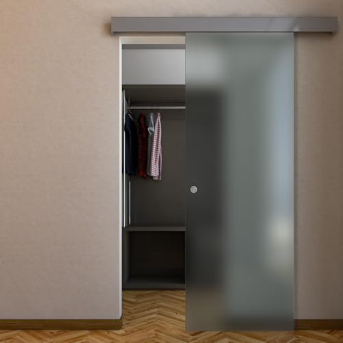 Puerta corredera exterior de cristal satinado en varias medidas (90 x 220 derecha)