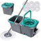 Masthome Microfibre Mop and Buckets Sets, Spin Mop and Bucket Set with 132cm Telescopic Handle, Mops for Cleaning Floors with Foot Pedal Buckets, Send 6 Reusable Mop Heads