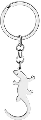 DALANE Edelstahl Neuheit Eidechse Schlüsselanhänger Tasche Schlüsselring Tiere Schmuck Charms Geschenke für Damen Mädchen Zubehör (Versilbert)