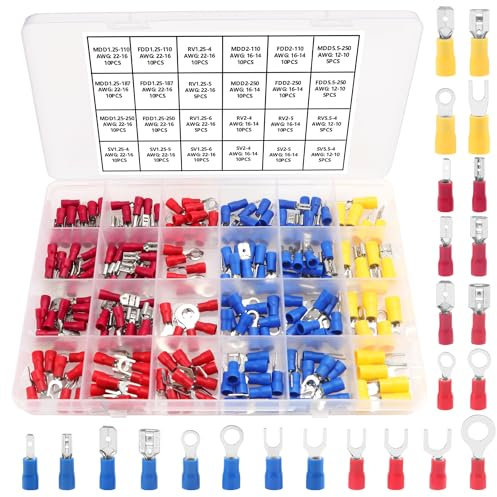 YIXISI 210 Stücke Crimp Terminals Sortiment Set, Elektrische Kabelschuhe, Quetschverbinder Set, für Elektrische Verkabelung