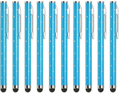 uxcell 10pcs Glitter Rhinestone Stylus Pens for Touch Screens Universal Metal Capacitive Pen for Phone All Capacitive Touch Screen Device, Blue