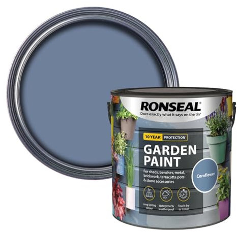 ARUUJ Garden Paint - Multipurpose Colour & Protect 2.5L Tin - Exterior Wood Paint, For Sheds, Benches, Metal, Brickwork, pots - Outdoor Fence Garden Furniture Paint Waterproof (CORNFLOWER)