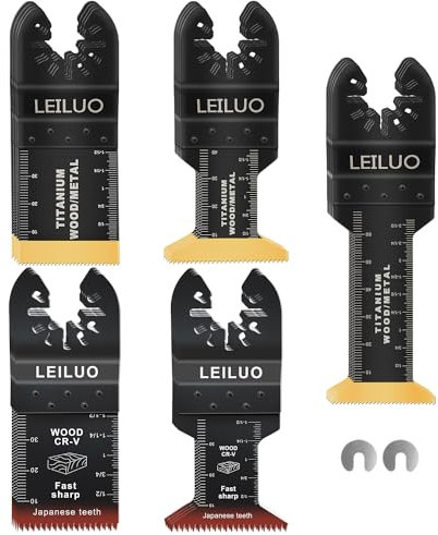 LEILUO Lot de 20 lames de scie multifonctions professionnelles - Dents japonaises en titane - Accessoires universels avec sac de rangement