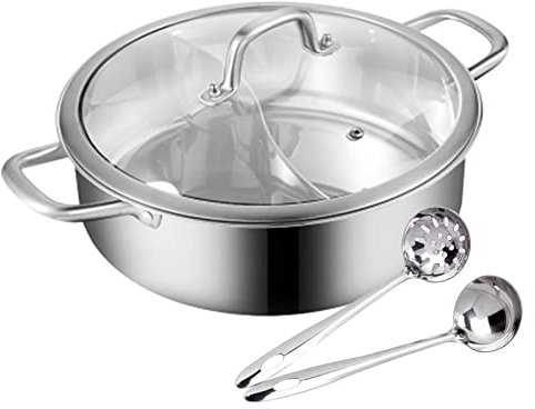 28cm/32cm Elektrische Hot Pot Hot Pot Wok Edelstahl Suppentopf Shabu Heißer Topf mit Glas Deckel Für Elektrisches Induktionskochfeld (32cm)