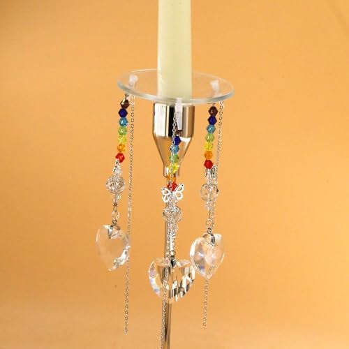 2 Pack Glass Bobeches with Crystal Pendants for Candlestick Bobeche for Wax Drip Stopper Candle Wax Catcher