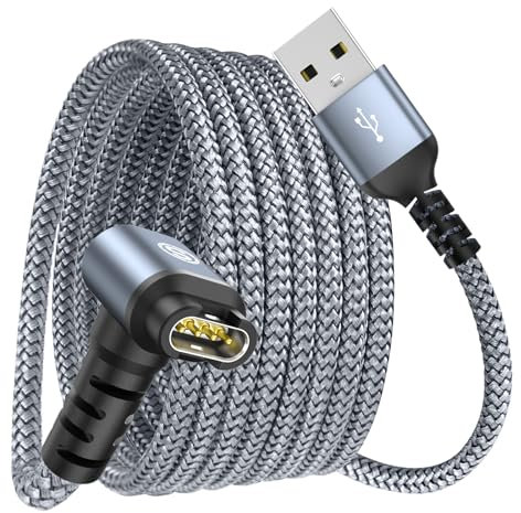 Garmin Watch Charger Cable Right Angle 4ft Compatible with Garmin Fenix 5 5S 5X 6 6S 6X Plus Pro 7 7S 7X, Forerunner 945 45 45S 245 Music,Approach S10 S12 S40 S60 G12 S42,Vívoactive 3 4 4S-Grey