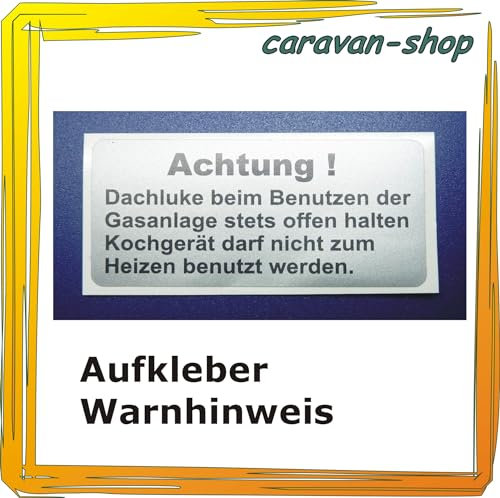 Aufkleber Warnhinweis Kocher, Gasanlage Caravan Wohnmobil Gasabnahme G 607
