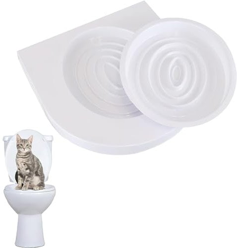 Albert Austin Cat Toilet Seat Reusable Durable Plastic Cat Toilet Training Tray Kitty Potty Training Cat Toilet Trainer Pet Cleaning Easy to Use Pet Toilet Training Seat Fits Most Toilets with Catnip