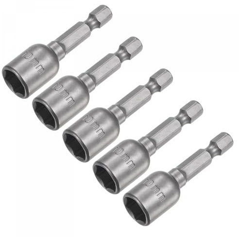 TA-VIGOR 5Pcs 10mm Magnetic Nut Setter Driver Drill Bit Set, 1/4 inch Hex Shank Quick Change, 48mm Length Metric Nut Driver Set for Woodworking, Machine Maintenance, Auto Repairing, Furnitures