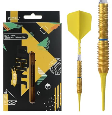 CUESOUL JIHO S3 19g Soft Tip 90% Tungsten Dartset mit Titanbeschichtung und vereinheitlichendem ROST T19 Flight