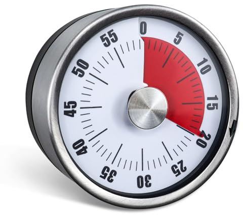 Minuteur De Cuisine Mécanique, Minuteur Visuel Magnétique pour Enfants, Minuteur Rotatif 360 Degrés pour La Cuisine avec Alarme, Minuteur De Compte À Rebours en Acier Inoxydable pour La Cuisine