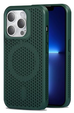 Dqtaoply for iPhone 13 Pro Max Case, Slim Shockproof Protection with Magnetic case Breathable Heat dissipation Phone Cover for iPhone 13 Pro Max - Green