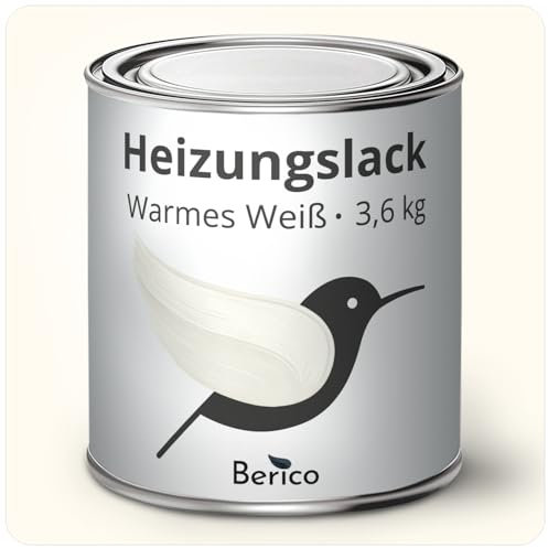 Berico Heizkörperlack - 3,6 Kg - Klassisches Weiß (ähnl. Reinweiß RAL 9010) - BE 400 Heizungslack, Heizungsfarbe, Heizkörperfarbe, Acryllack