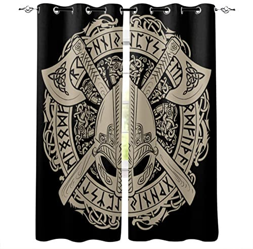 Generisch Schattierung Vorhänge 2 Set 3D Kompass Pirat Baum des Lebens Isolierung Blackout Curtain Gardinen Blickdicht mit ösen Vorhang Fenster für Wohnzimmer Schlafzimmer Balkon（B240 X H170 cm）