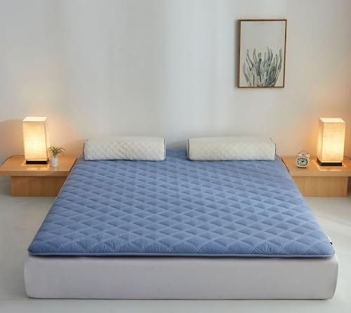 SDGHH-8MMDM Generisch Bodenmatratze Futon-Matratze Dicke Matte rutschfeste Schlafmatte Faltbare Rollmatratzen Für Camping,Blau,135X200CM