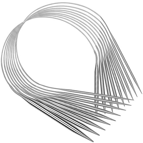 Coopay Rundstricknadeln Set 100cm, 9 Stück Edelstahl Stricknadeln, Metall 2,0-6,0mm, Praktisch
