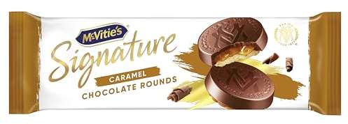 McVitie's Signature Caramel Chocolate Rounds Biscuits, 109 g (Pack of 1) | Luxurious Caramel Centre, Great for Tea Breaks, Suitable for Vegetarians, Decadent Treat