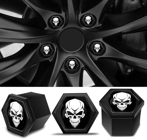 Biomar Labs 19mm Car Wheel Nut Covers 20 Pack with Removal Tool Black LC 19