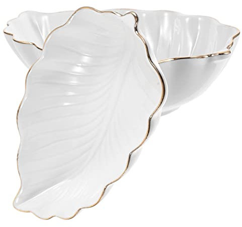 Ciieeo 2pcs Leaves Ceramic Plate Leaf Shapebowl Dip Dishes Porcelain Saucers Leaf Shaped Dish Serving Dish Sauces Dipping Bowls Kitchen Dishes Sauce Dipping Seasoning Plate Ceramics White
