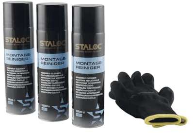 Staloc Montagereiniger - Reinigungsmittel, reinigt und entfettet porentiefe, Spezialreiniger ideal für Werkstatt und Industrie 500ml - 3 Stück