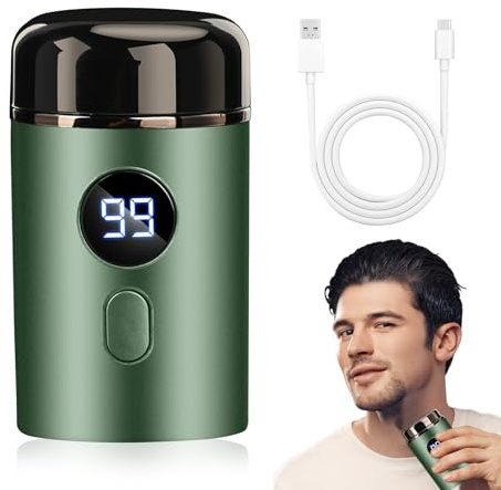 Tragbarer Elektrischer Mini Rasierer, Mini Rasierer Herren Kapsel Rasierer Mini Elektrorasierer USB Waschbarer Mini Shaver Reise-Nass-Trockenrasierer für Damen Herren (Grün)