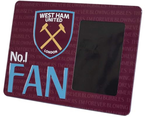 West Ham United FC No. 1 Fan Metal Embossed Photo Frame (One Size) (Claret/Sky Blue/Yellow)