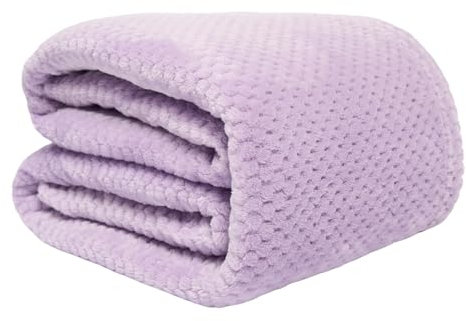 Dreamscene Lilac Waffle Fleece Throw Blanket, Ultra Soft Warm Fleece Fabric Waffle Weave Pattern Luxurious Fleece Blanket For Livingroom Bedroom Sofa, 150x200cm