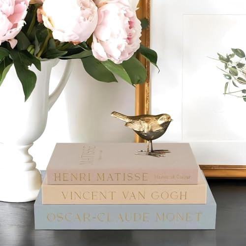 kroucoco Decorative Faux Books - Set of 3 Linen Storage Boxes for Coffee Table, Bookshelf & Home Decor (Gray-beige)