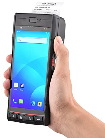 Handheld -POS -Terminal mit Drucker Android 9.0 PDA für Supermarktrestaurant Warehouse (Black with scanner function) (Black without scanner function)
