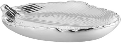VALICLUD Plateau à Bijoux En Céramique Forme Feuille Argenté Coupelle à Bijoux Pour Femmes Décoratif Pour Chambre Et Salon Taille Moyenne
