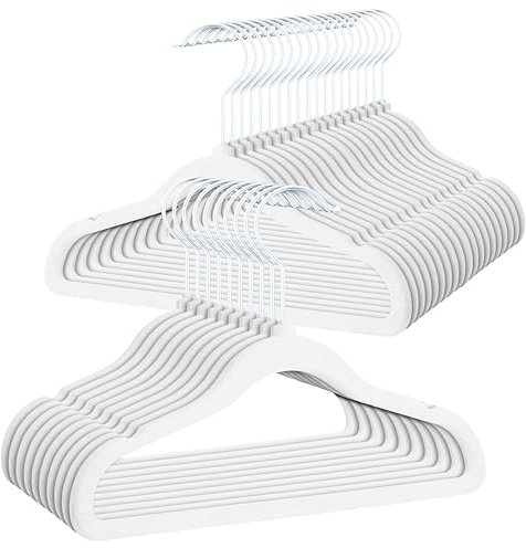 OGIVO Kinder-Kleiderbügel – Set er 30 – Kinder Samt Kleiderbügel– 30 cm – Kinder Kleiderbügel aus Samt Weiß
