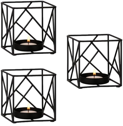Teelichthalter Sarpene 2 aus Metall gefertigt, 3er-Set, Schwarz 10 cm | Das schwarze Sarpene-2-Trio verbindet minimalistische Formen mit nordischem Stil für Tisch, Balkon oder Hochzeitsdekoration.