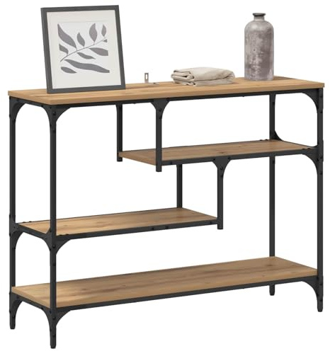 vidaXL Console Table Artisan Oak 100 x 30 x 75 cm Engineered wood, Accent Table, Rectangular, Modern Console, Entryway, Hallway, Urban Decor, Compact Design, Multi-Functional