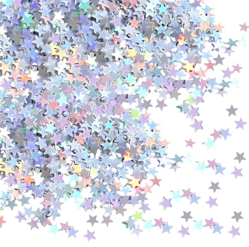 Glitzer Konfetti Sterne, 30g Glitzersterne Streudeko Konfetti Glitzer Sterne Basteln Stern Tisch Confetti 6MM für Geburtstag
