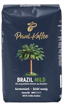 Tchibo Privat Kaffee Brazil Mild Filterkaffee, 500g Kaffeebohnen, mild-nussiger Geschmack