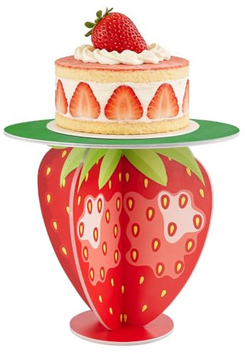 UNICRAFTALE 1 Stück Erdbeer Tortenständer Rot Holz Cupcake Ständer 30x26.5cm Stufig Bedruckt Dessert Display Für Sommer Party Tischdekoration