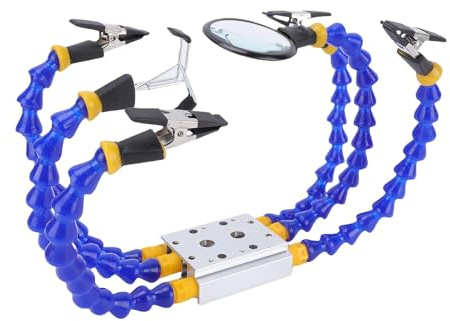 Jeffergarden Kit Stazione di Saldatura Helping Hands Strumenti di Saldatura di Terza Mano 4 Clip a Testa Piatta e Cilindriche Lente D'Ingrandimento per Manutenzione Elettronica