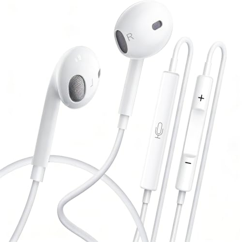 iPhone Kopfhörer mit Kabel [MFi zertifiziert] kabelkopfhörer für iphone mit mikrofon und Lautstärkeregelung,HiFi Audio Stereo In-Ear Ohrhörer for iPhone 14/13/12/11/XR/XS Max/8 Unterstützt alle iOS