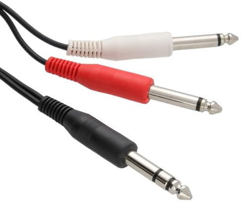 kenable 6.35mm Stereo Jack to Twin Mono Jack Y Splitter Cable Pure Copper Audio Lead 6m Black