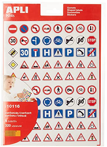 Apli 10116 - Pochette de 320 gommettes code de la route - 40 panneaux différents