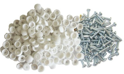 All Trade Direct 600 Pcs WHITE NUMBER PLATE CAPS SCREWS BOLTS NUTS FITTING FIX
