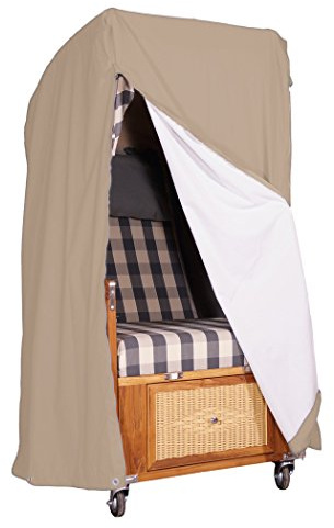 Protec Teak Strandkorb Schutzhülle - Ganzjahres-Abdeckhaube atmungsaktiv Schutzhülle Schutzhaube Haube (Single, Beige)