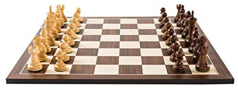 Holz-Leute Schachset Cassia Exquisit - Schachbrett & Schachfiguren gewichtet - Feld 50 - Intarsie